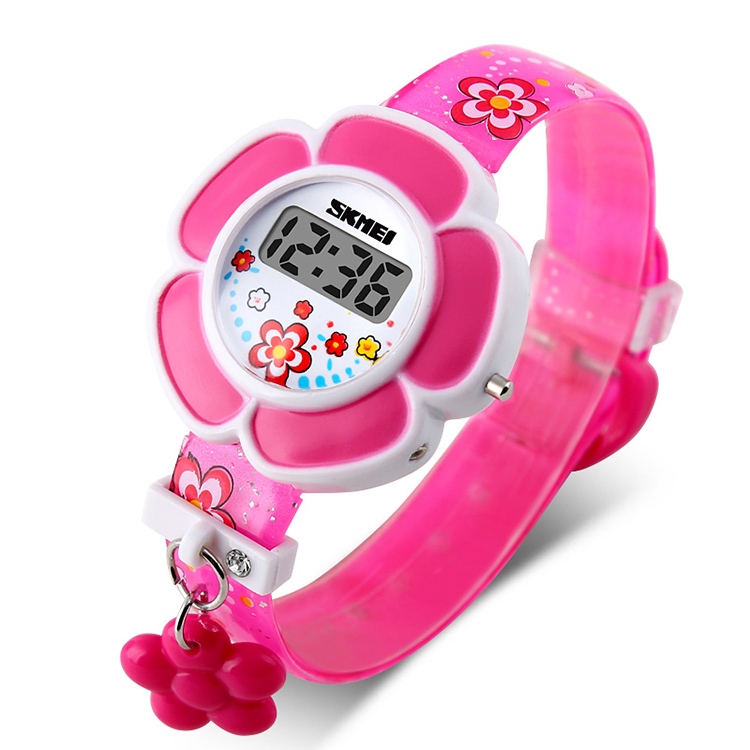 Skemi 1144 Kids Watch รูปทรงน่ารักลายดอกไม้ 3 มิติ Sutible for School, Jam