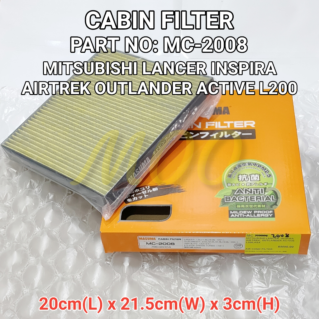 MASUMA CABIN FILTER MC-2008 (7803A004) MITSUBISHI LANCER INSPIRA AIRTREK OUTLANDER ACTIVE L200