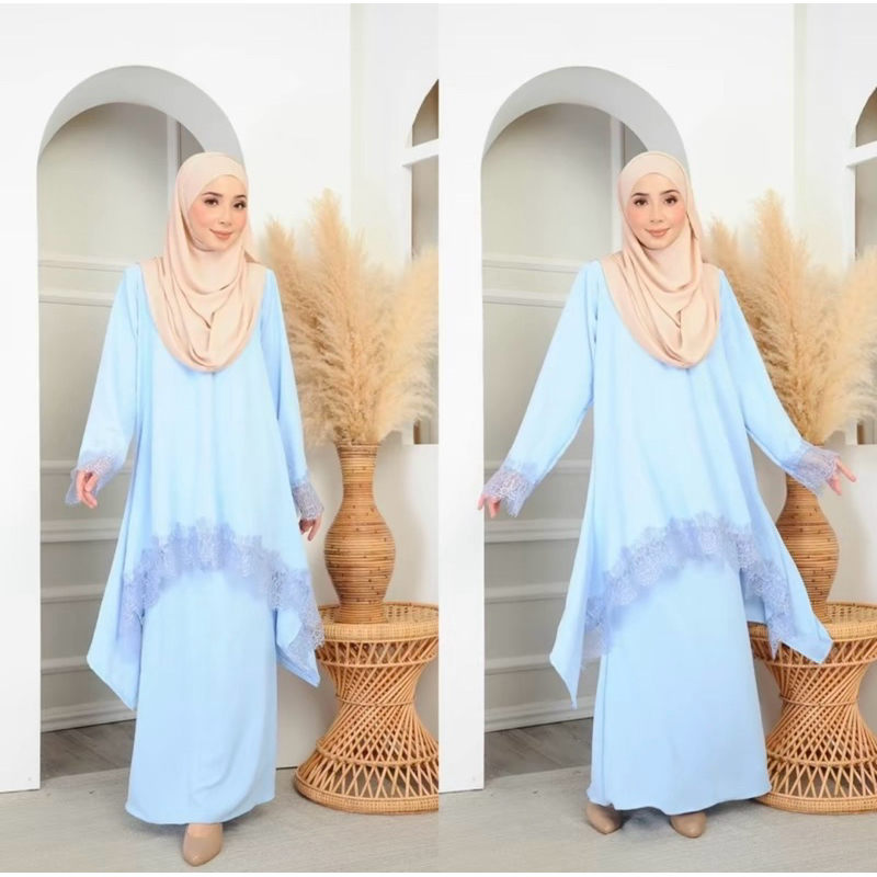 Baju Kurung Aliah ลูกไม้ New Arrival Raya Edition Italian Cey Ironless