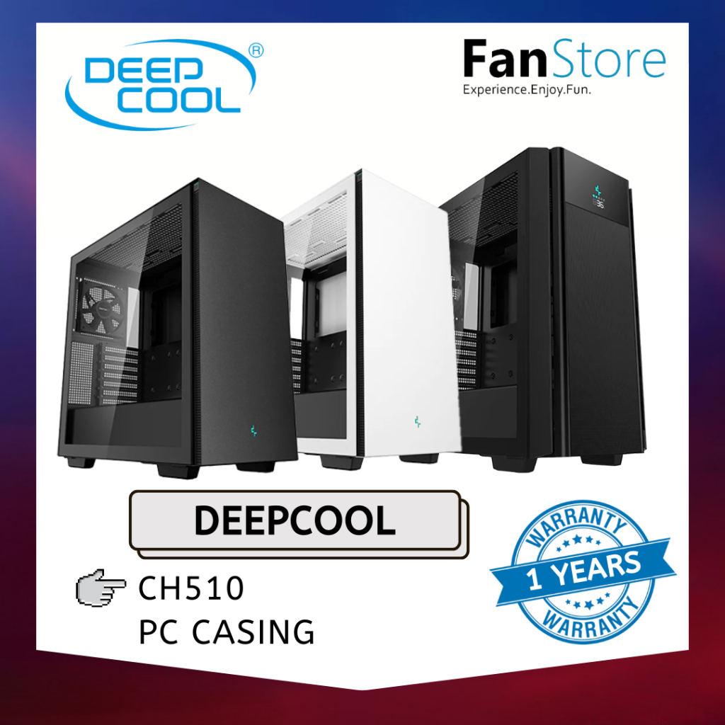Fanstore DEEPCOOL CH510 เคส PC แบบตั้งโต๊ะ สีดํา ขาว ตาข่าย ATX