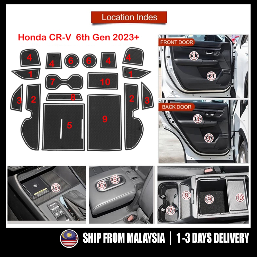 Honda CR-V CRV RS 2023 - 2025 ตกแต่งภายในแผ่นกันลื่นยางรถ Mall อุปกรณ์ตกแต่งรถยนต์