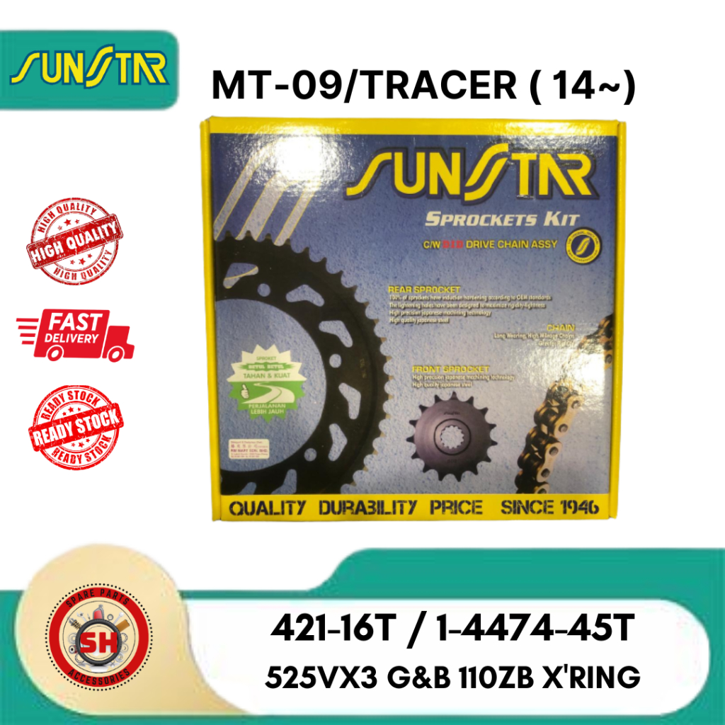 ชุดสเตอร์ Sunstar MT09 TRACER (14~) XRing 525VX3 G&B 110ZB