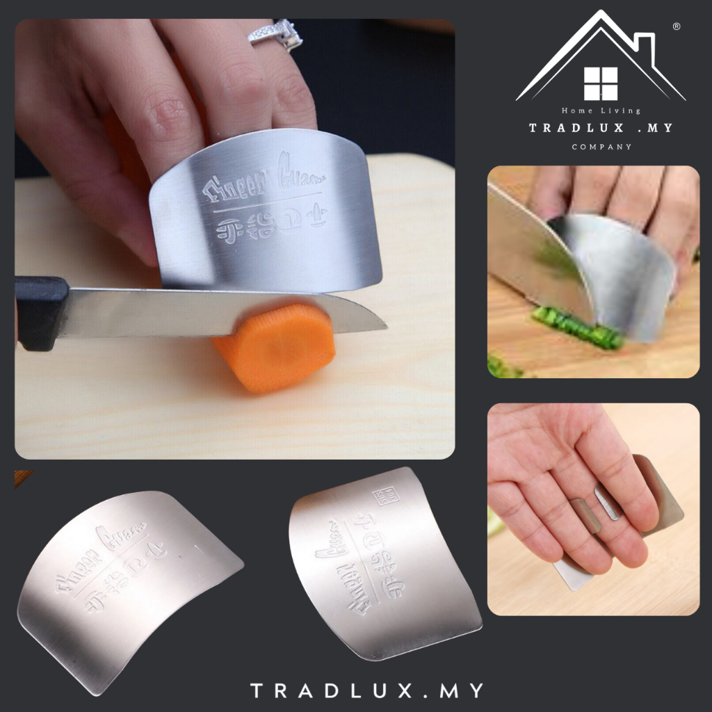 Tradlux สแตนเลสห้องครัว Finger GUARD Finger Protector สําหรับตัดผัก Finger GUARD สําหรับหั่นนํากลับม