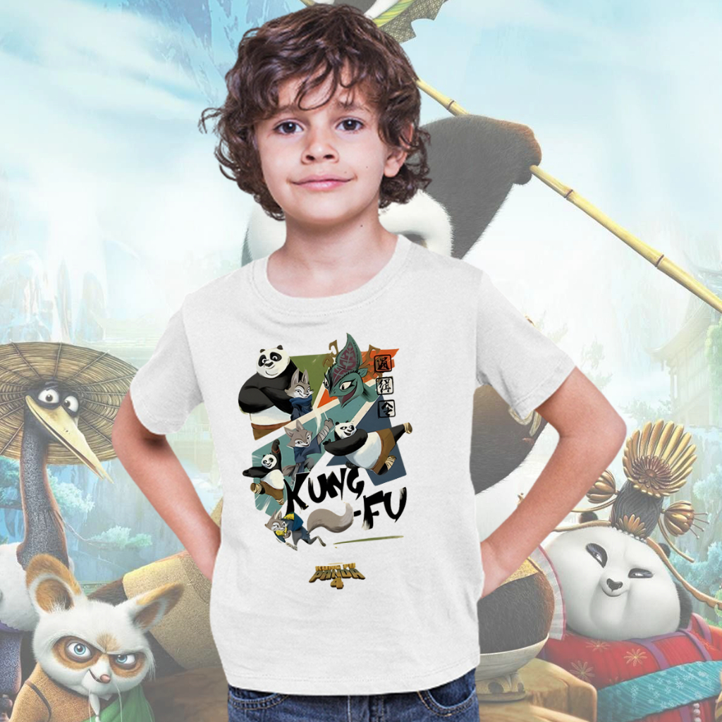 2024 KIDS COLLECTION KUNG FU PANDA 4 CARTOON ANIME FIGHTING PANDA BAJU BUDAK LELAKI PEREMPUAN เสื้อย