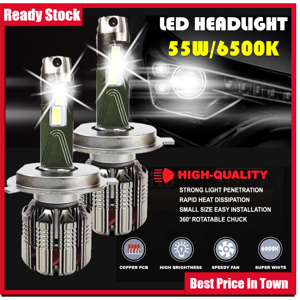 รถ LED ไฟหน้ารถ LED 55W 6500K H1 H3 H4 H7 H11 9005 9006 9012 LED ไฟหน้าหลอดไฟ Lampu Kereta LED