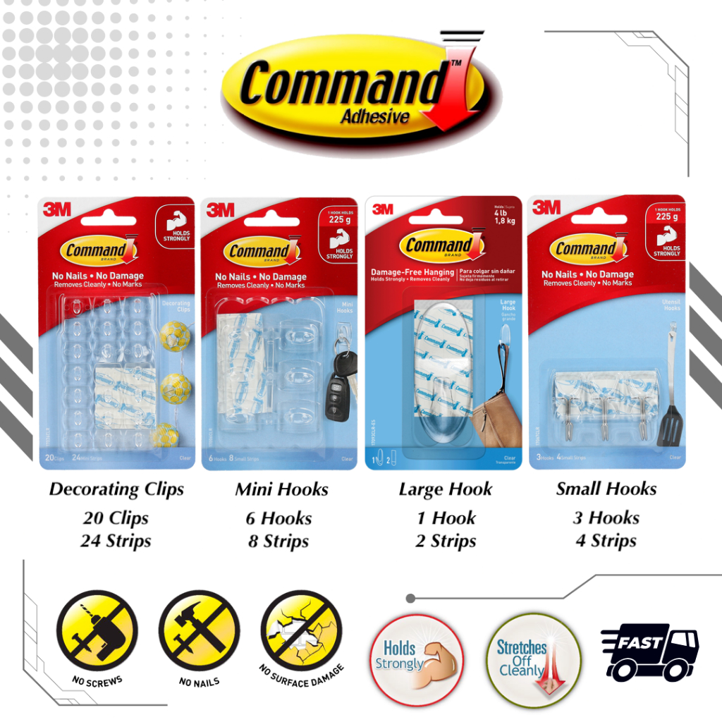 3M Command Clear Hooks (กาวติดผนัง)