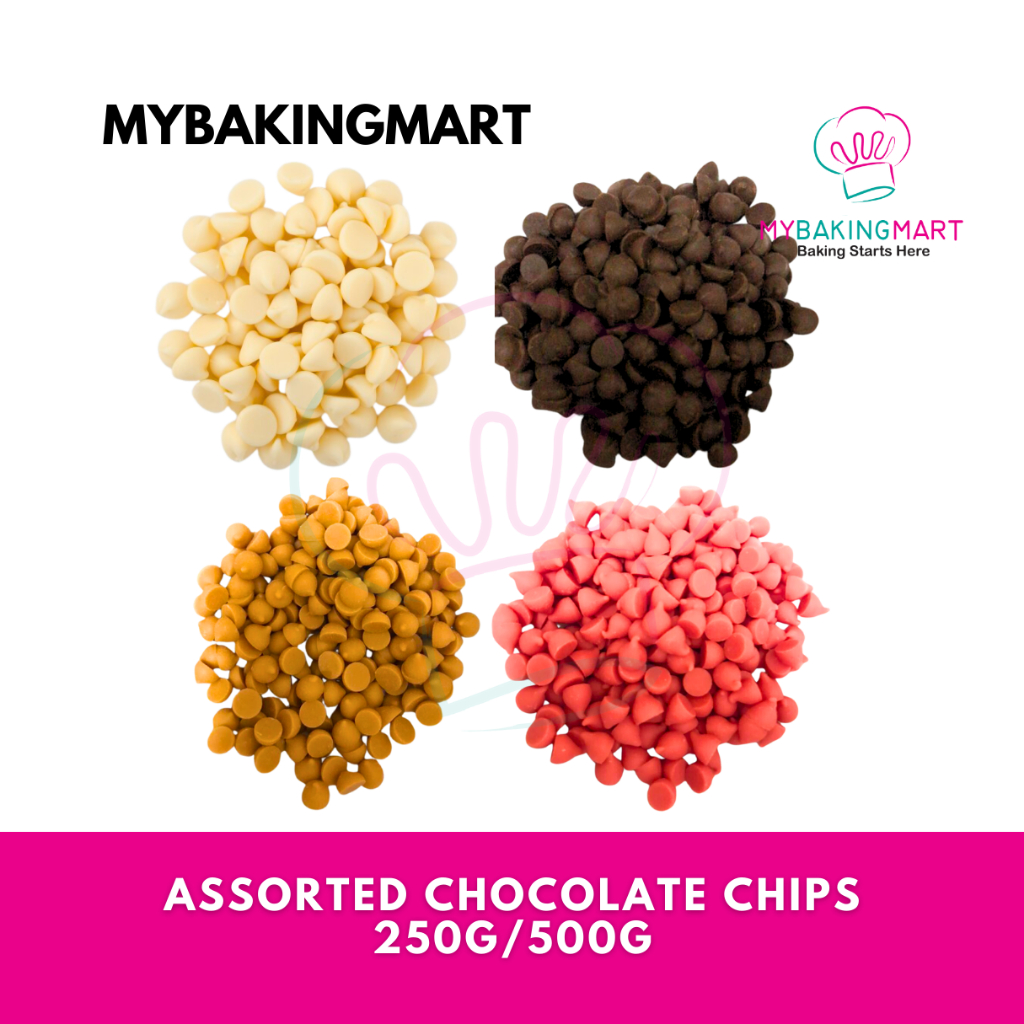 สารพันช็อกโกแลตชิป 250g/500g - ไวท์ / ดาร์กช็อกโกแลต / สตรอเบอร์รี่ / Gula Melaka - บรรจุใหม่ - ฮาลา