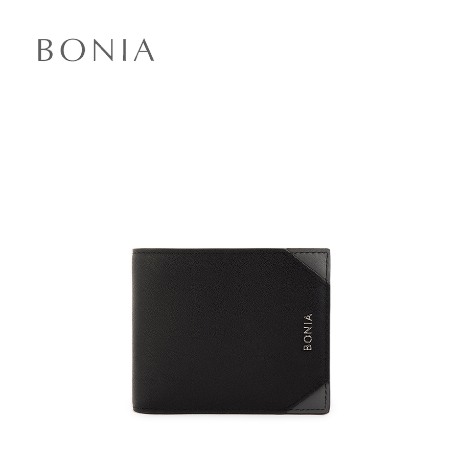 Bonia Black Fractio Flap Up Cards Wallet