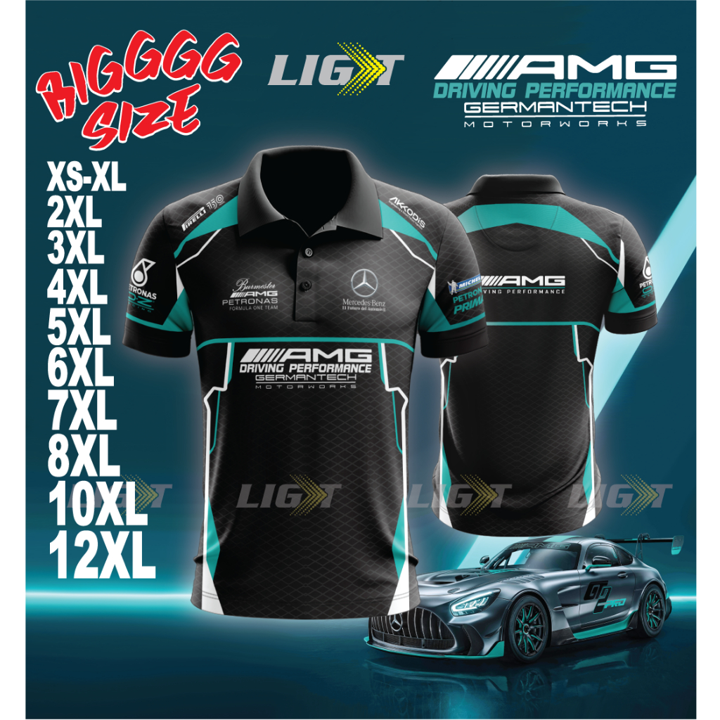 AMG MOTORSPORT F-1 Racing Circuit เสื้อคอปกขนาดใหญ่ Baju ขนาดใหญ่ Subli