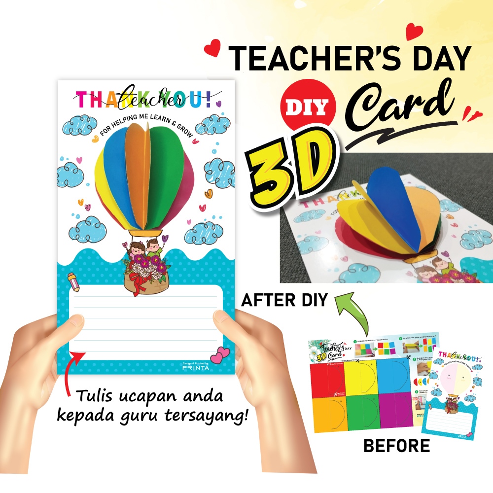 Kad Hari Guru Kaf DIY Hari Guru Hadiah Cikgu Teacher day Greeting Card 3D Craft DIY วันครู 师节卡