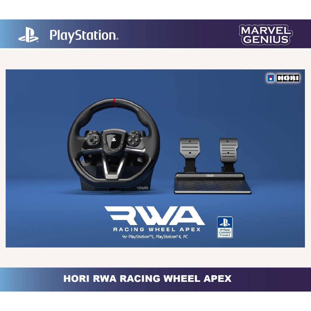 พวงมาลัยล้อแข่งรถ APEX สําหรับ PS5 PS4 PC HORI RWA