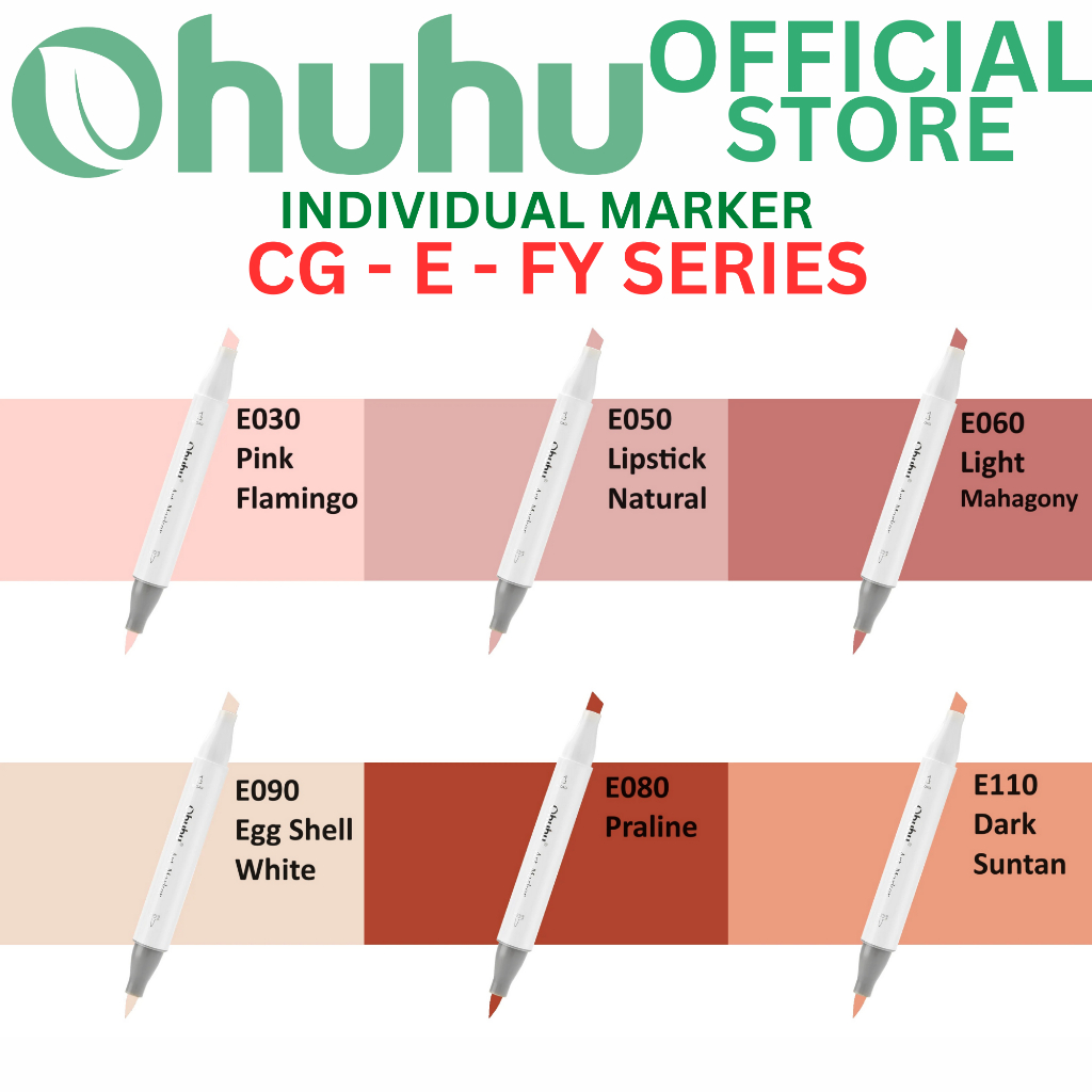 Ohu Honolulu ส่วนบุคคล Marker Brush & Chisel Tips รวม Art Marker GROUP 2/7 (CG - E - FY SERIES)