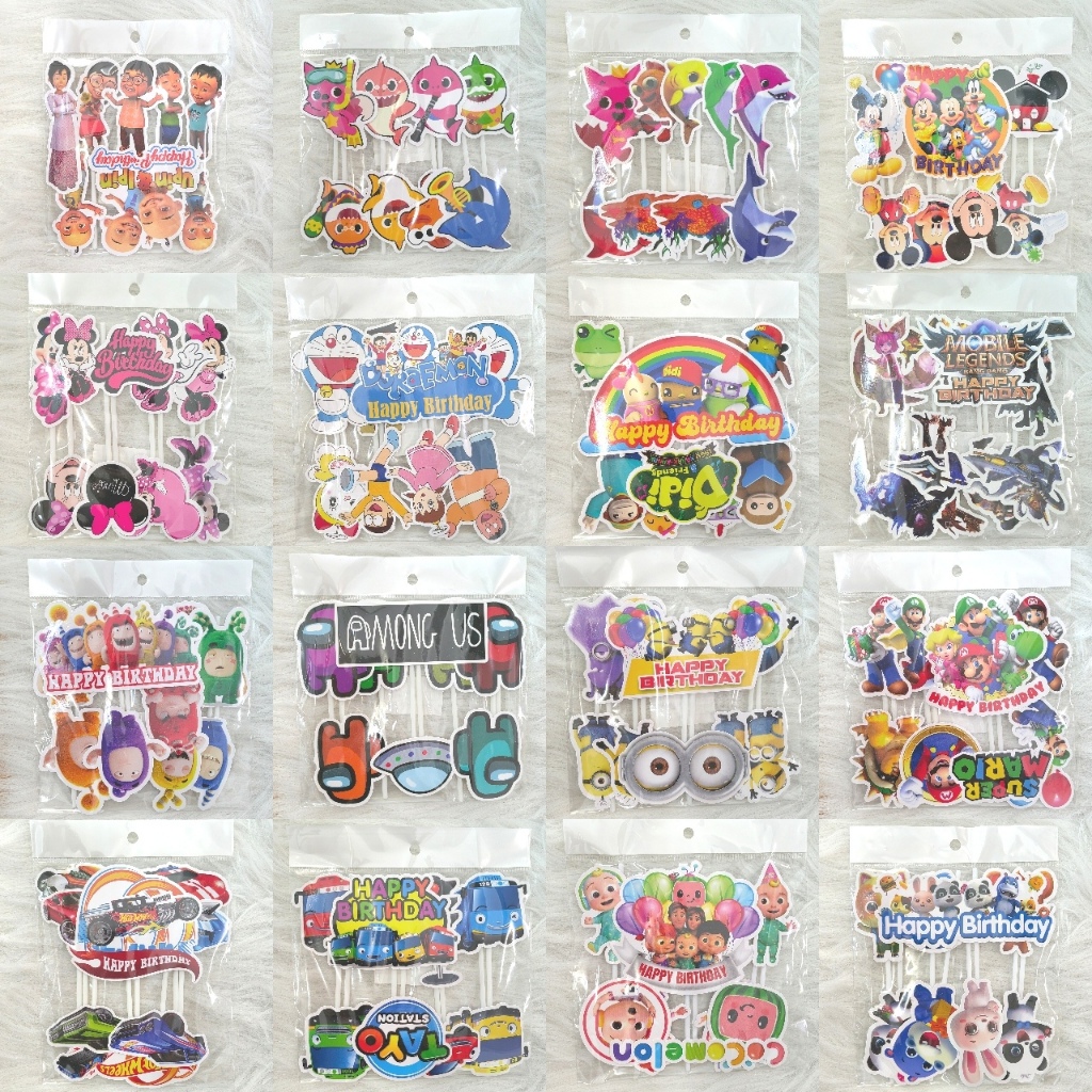 [YAKU] 50+การ์ตูนเค้ก Topper Sofia Kuromi Liverpool Melody Kpop Demon Roblox Zootopia Lego Among Min