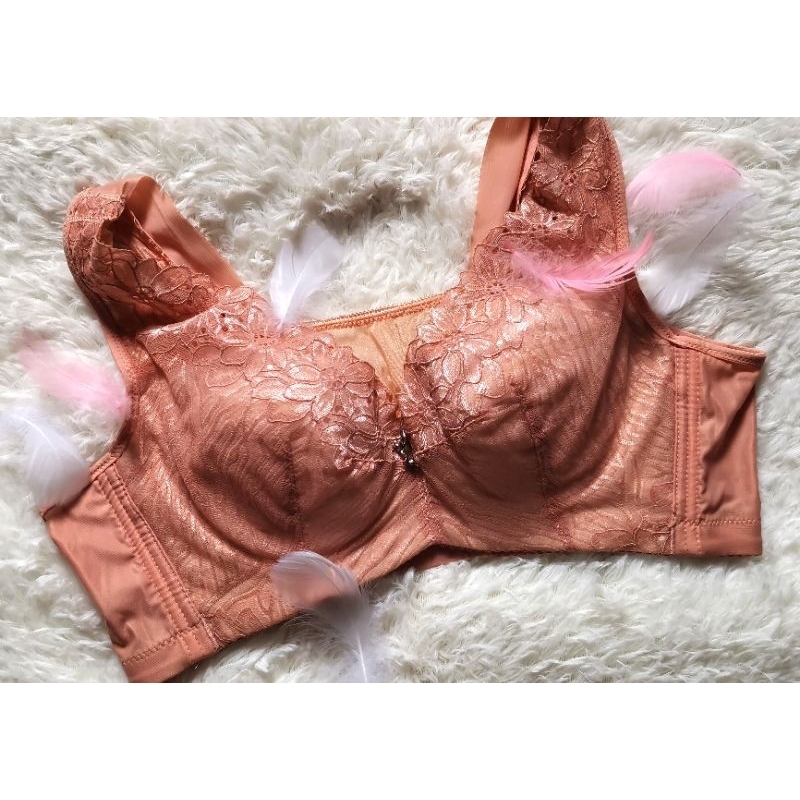 42C 95C Peach Floral Unwired Bra