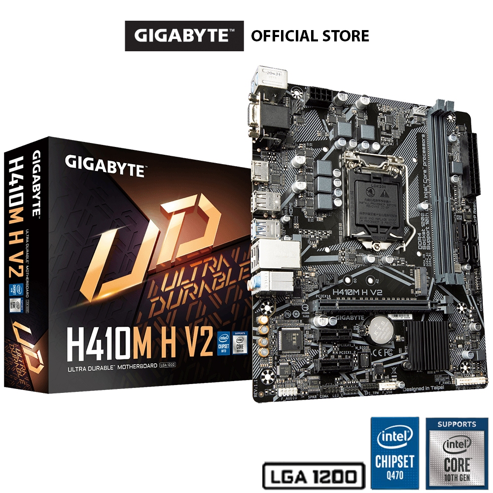 Gigabyte H410M H V2 DDR4 Intel LGA1200 Q470 เมนบอร์ด Micro-ATX PCIe 3.0 เมนบอร์ด