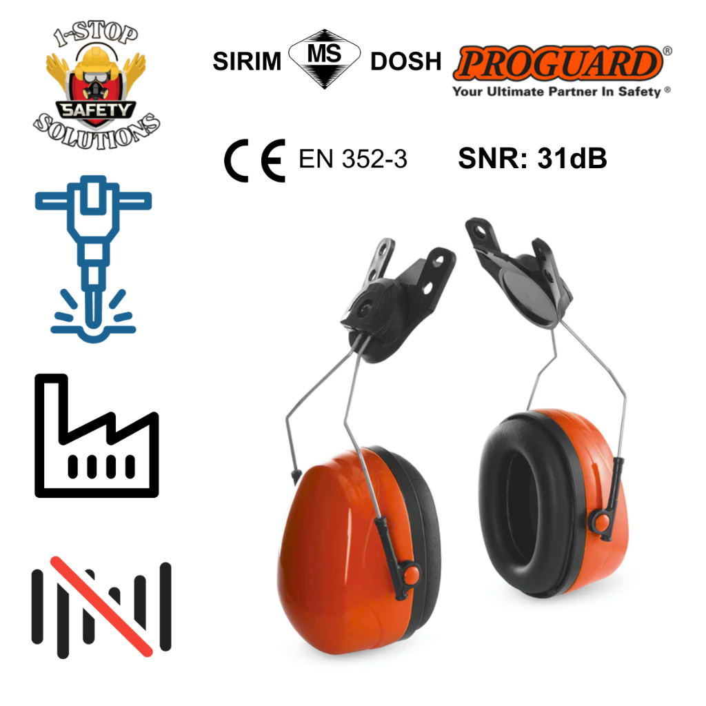 Proguard Supersonic III SNR 31dB ปรับหมวกกันน็อคสวิงเหล็ก Slotted ติดตั้ง Earmuff PC10SE ป้องกันการไ