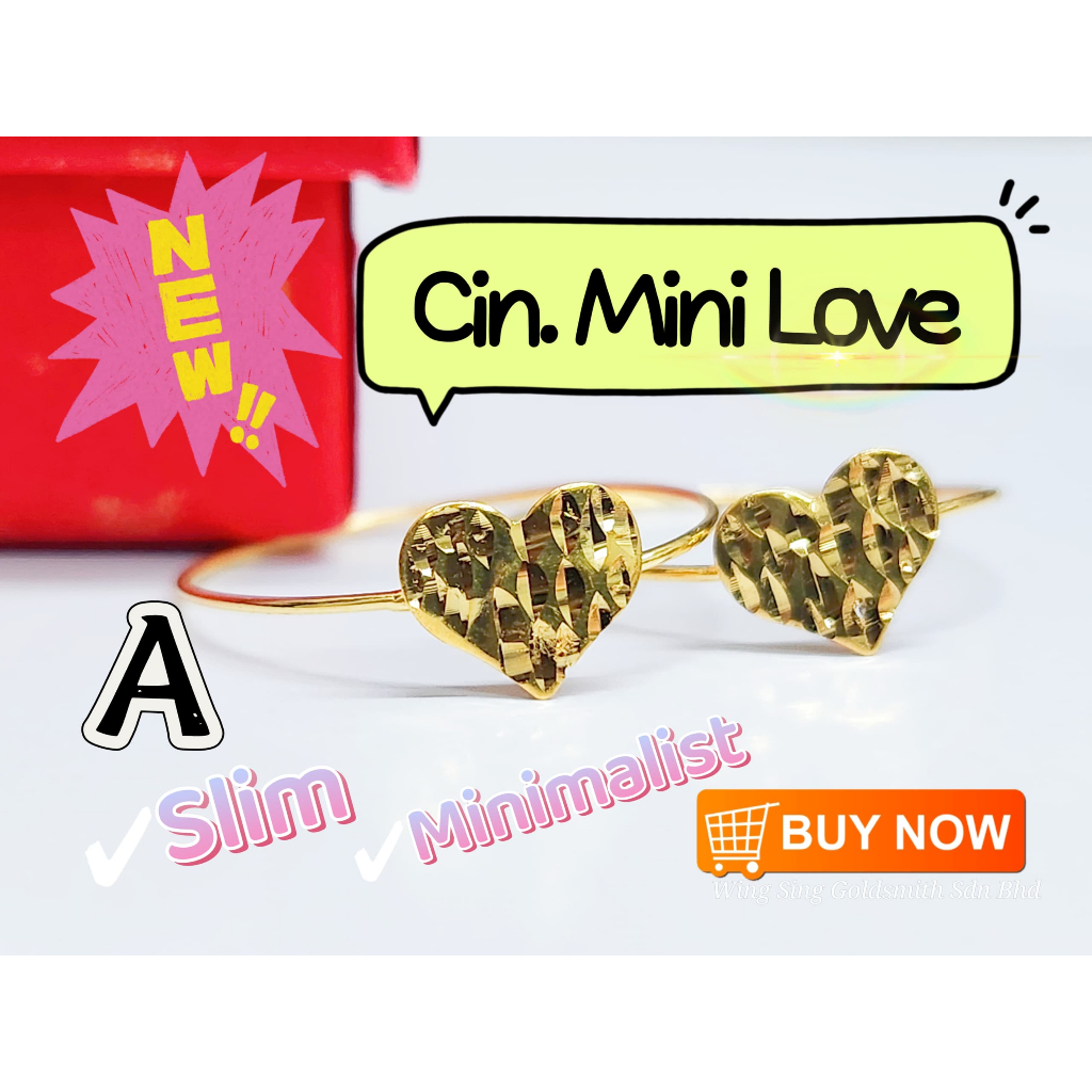 Wing Sing Cincin Mini Love Padu Licin Bajet Tulen Fesyen Emas 916 / 916 Gold Minimalist แหวน