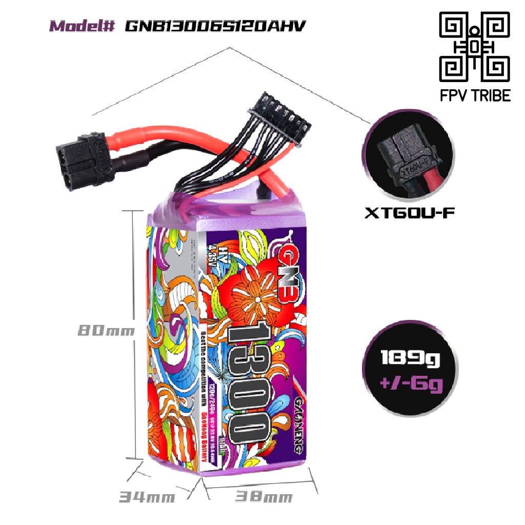 Gaoneng GNB 22.8HV 1300mAh 120C 6S Lipo แบตเตอรี่ XT60 ปลั๊ก GNB1300/120-6SP สําหรับ FPV Drone RC เค