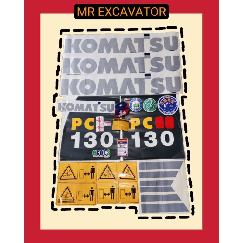 Komatsu PC PC130 PC130-8 Excavator สติกเกอร์ Mesin Stiker Excavation神手贴纸 (1 ชุด)