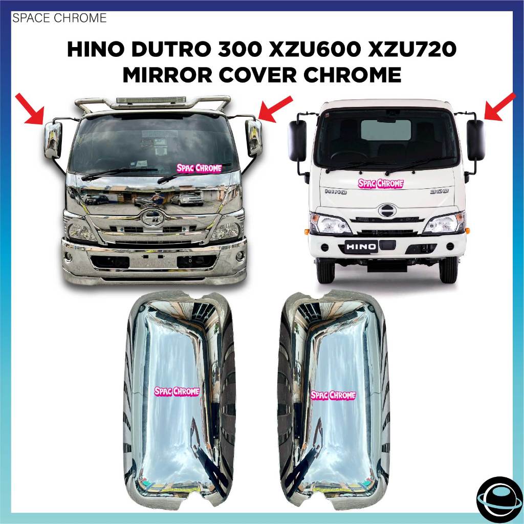 HINO DUTRO 300 SERIES XZU600 640 XZU710 XZU720 ฝาครอบกระจกมองข้าง CHROME