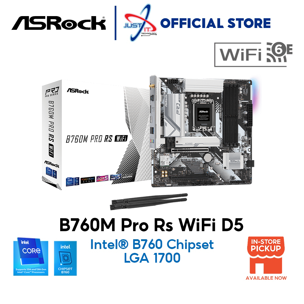 ASROCK B760M Pro RS D5 / DDR5 Wifi LGA1700 เมนบอร์ด Combo INTEL I3-13100 / I5-12400 / 14400 / I7-127