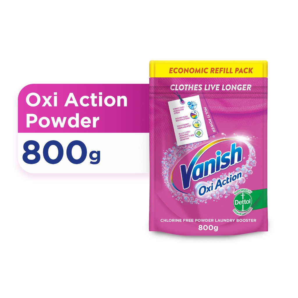 Vanish Fabric Clothes Oxi Action Stain Remover Powder ผนึกได้ Doy Pack (800g)