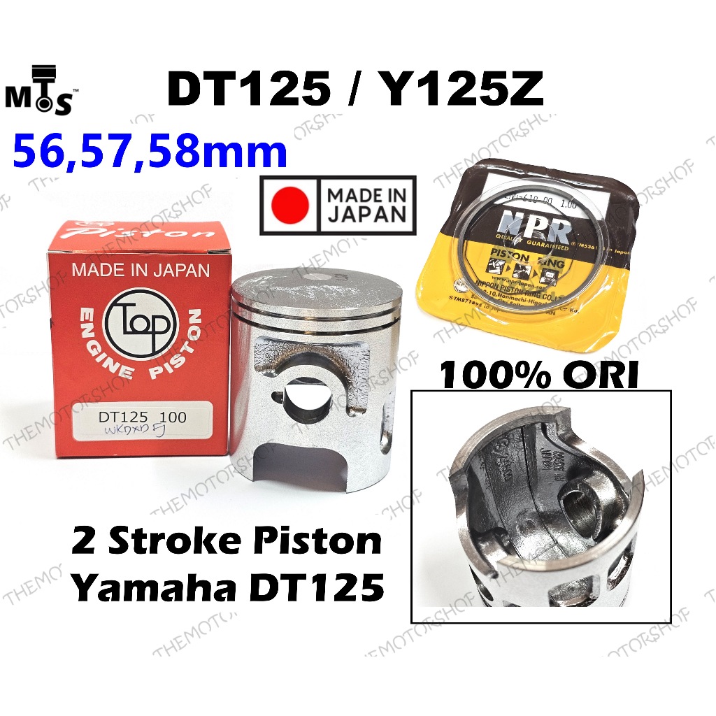 TOP YAMAHA DT125 / Y125Z 125Z / DT ENDURO 56MM/57MM/58MM 2T PISTON KIT NPR RING Y125Z RACING MADE JA