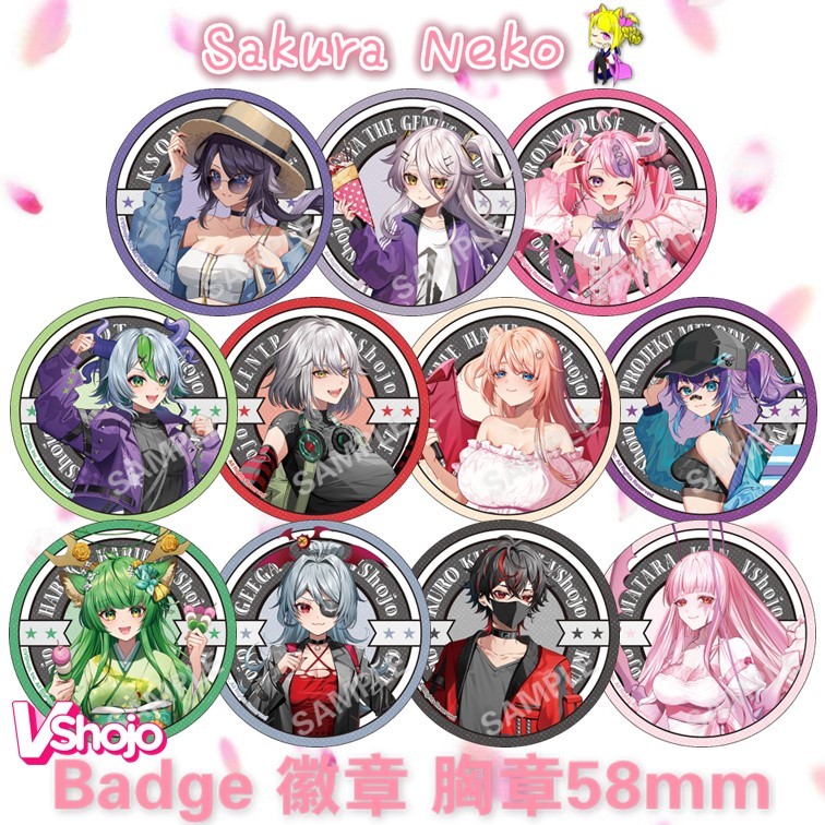 VShojo คู่มือเกม VTuber ป้ายปุ่มอนิเมะ 动漫边 58 มม.