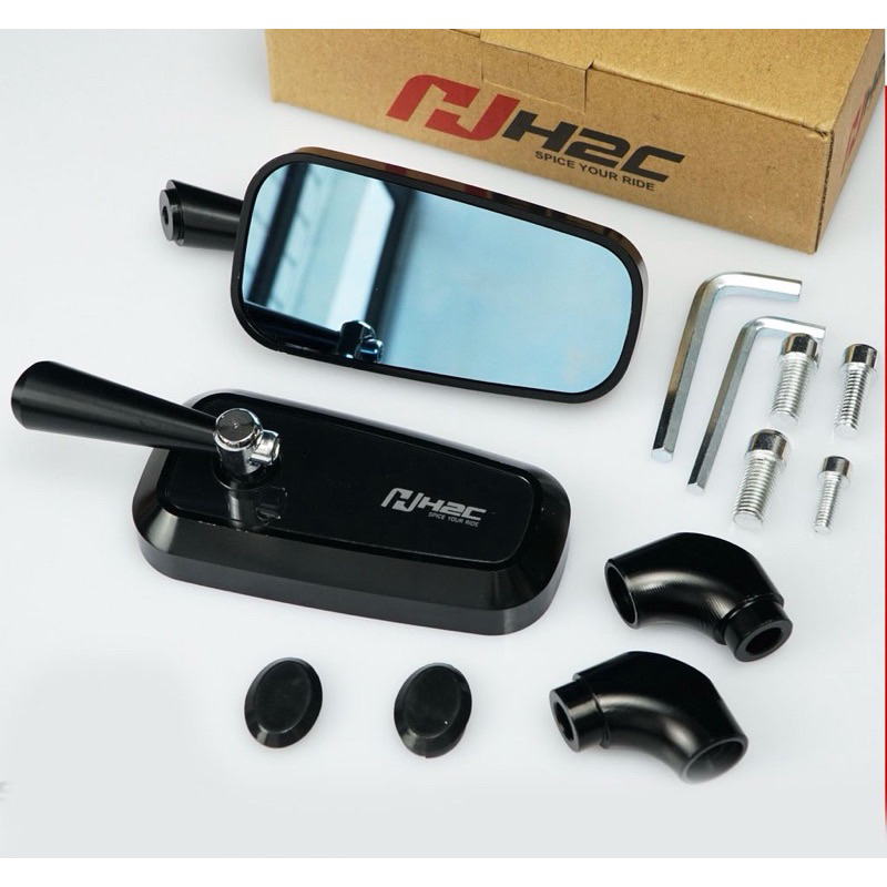 H2C กระจกมองข้างรถจักรยานยนต์ขาสั้นคุณภาพสูง CNC Cermin มอเตอร์ Cermin Sisi มอเตอร์ไซด์การออกแบบสั้น