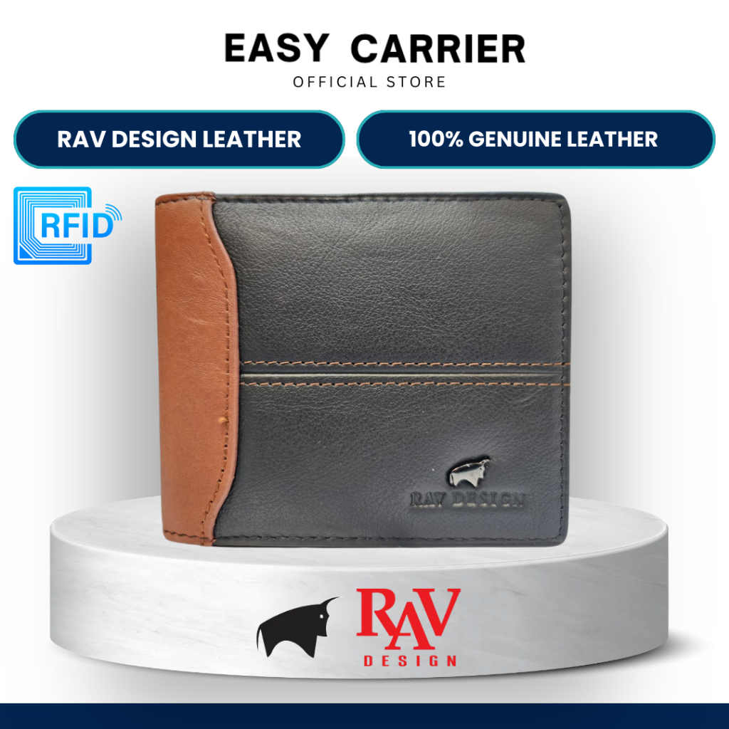 RAV DESIGN LEATHER/REAL LEATHER MATERIAL MEN WALLET FLIP WITH COIN RFID BLOCKING