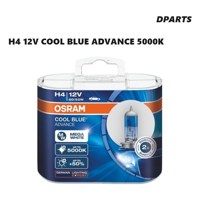Osram H1, H3 , H4 , H7 , H11 , HB3 , HB4 Cool Blue Advance หลอดไฟสูงสุด 5000K