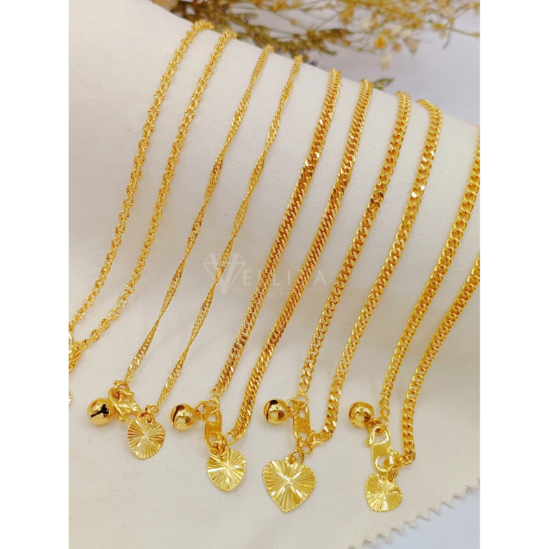 [VALITA]Cop916 Anklet "Minimalist" W:2mm-3mm 999.9 ชุบทอง<Rantai Kaki Persist916>