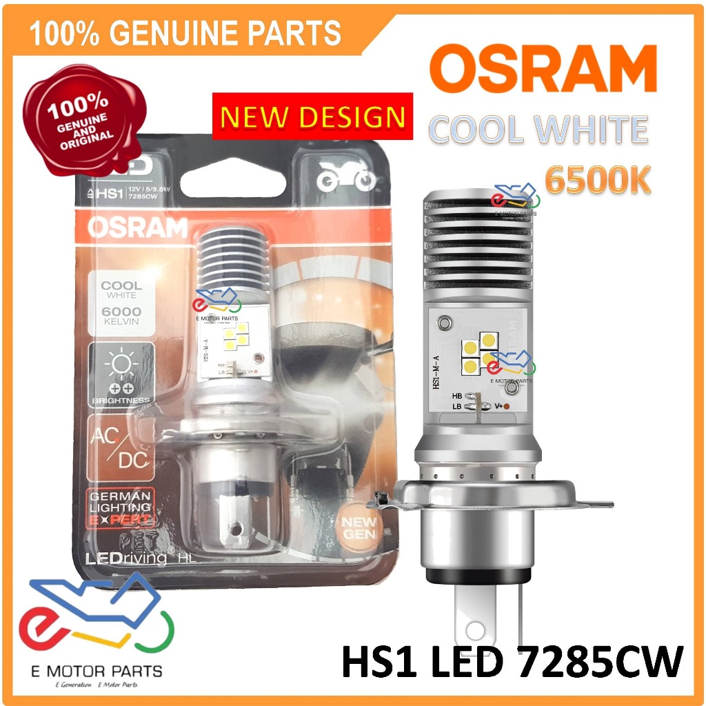 OSRAM HS1 หลอดไฟ LED 7285CW MENTOL DEPAN COOL WHITE 6000K FZ150 Y15Z 12V P43T 5/5.5W [ใหม่ IMPROVED]