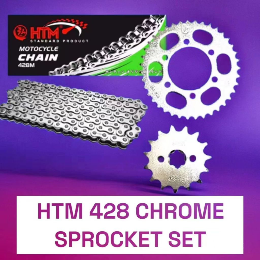 428HCR-132L HTM RS150 RS 150 428 CHROME SPROCKET ชุด HTM CHAIN & SPROCKET YTZ6V YTZ6 YTZ5S NGK RCB