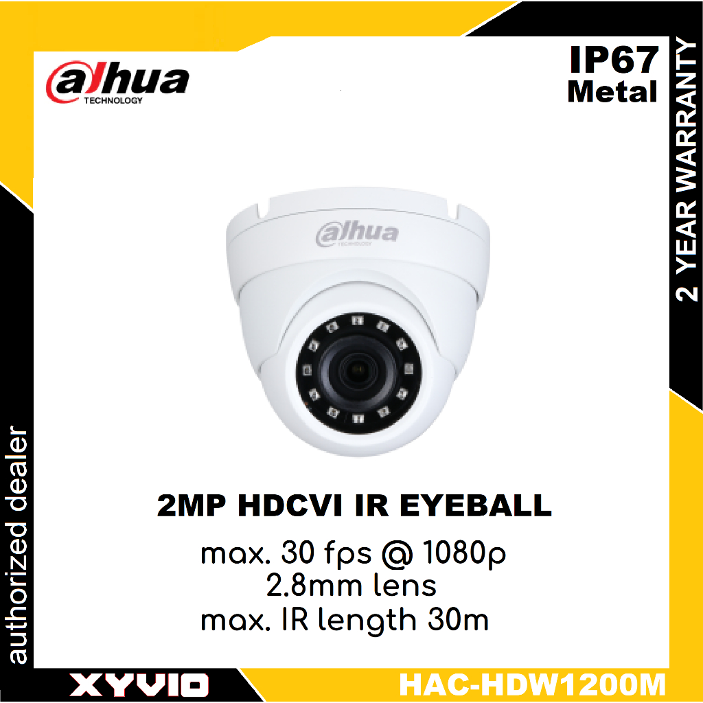 DAHUA DH-HAC-HDW1200M 2MP HDCVI IR Eyeball Camera เลนส์ 2.8mm