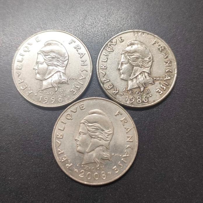 France Polynesia 10 Francs 1986 -2008 ( 3 เหรียญ )
