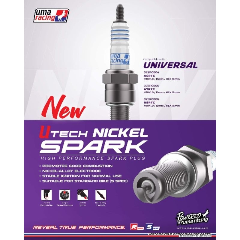 2024 UMA RACING UTECH IRIDIUM SPARK PLUG AB8R31 AB9R31 AC7R31 RACING PLUG UTECH NICKEL PLUG A6RTC A7