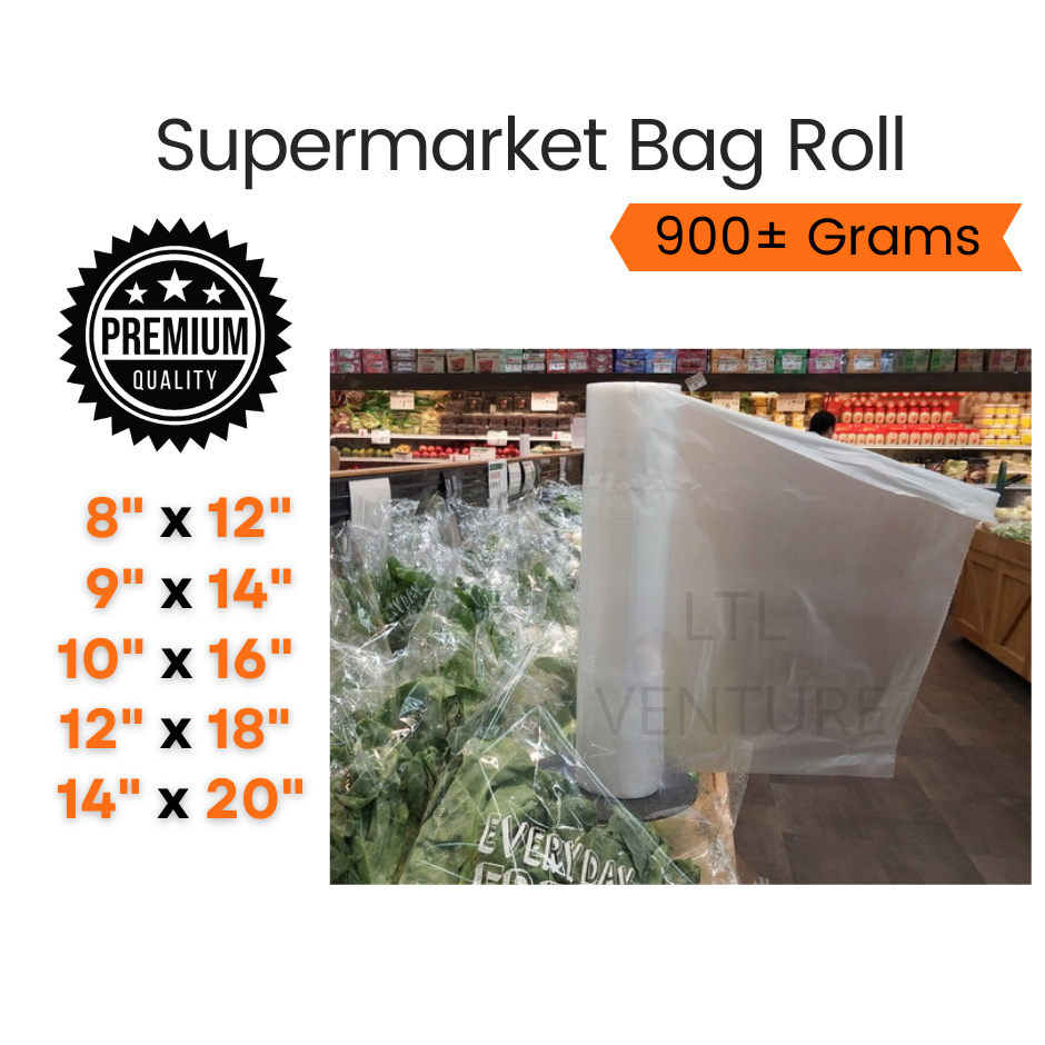 โรงงานโดยตรง (900g±)ถุงพลาสติกม้วน/บรรจุภัณฑ์อาหาร/ซูเปอร์มาร์เก็ต/ผลไม้/ผัก/การจัดเก็บ 8x12/9x14/10x16/12x18/14x20