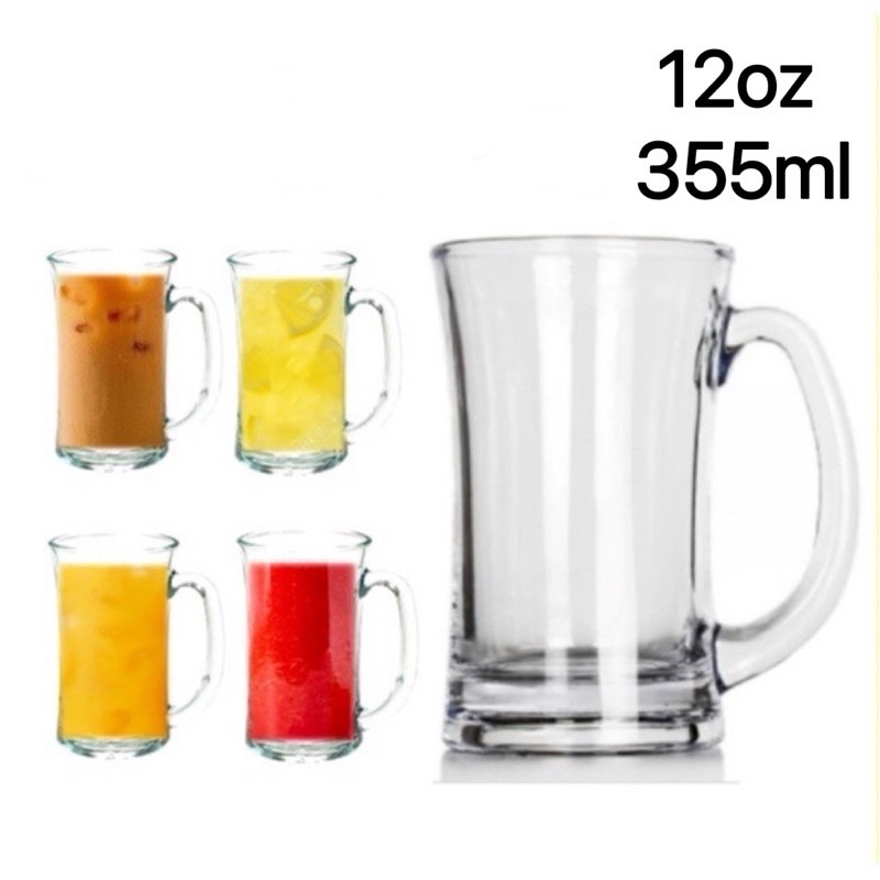 โปร่งใส HIPPY Glass Mug Cup 12oz 355ml / แก้วเบียร์ / Chanka