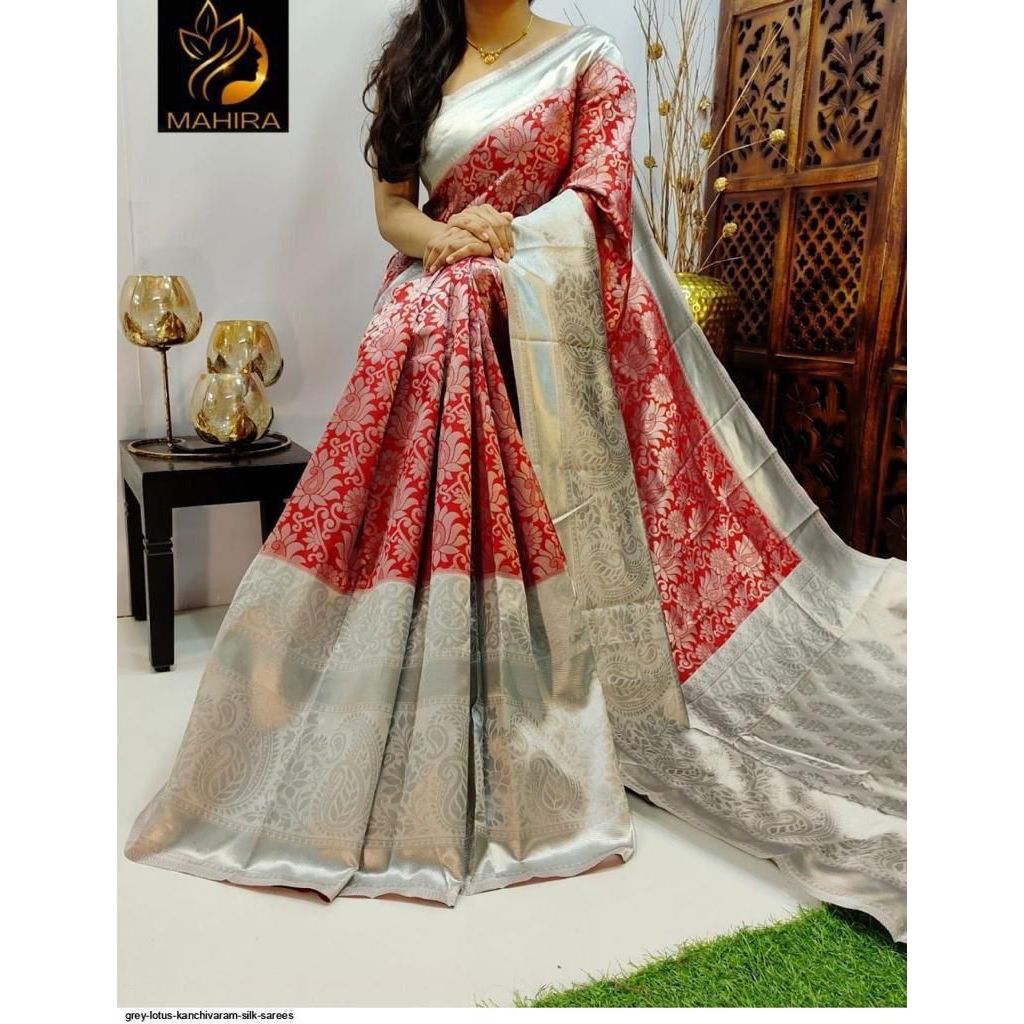 Saree Silk Saree นุ่มพร้อมเสื้อ Contrast / Saree งานแต่งงานสําหรับผู้หญิง / Saree เพื่อนเจ้าสาว