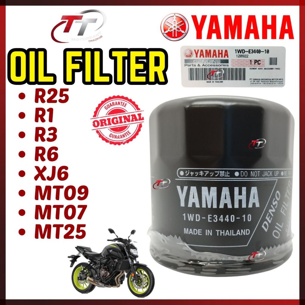 MT09 MT07 R25 R1 R3 R6 XJ6 MT25 กรองน้ํามันเครื่อง Penapis Miyak Hitam Engine Element 1WD-E3440-00 Y