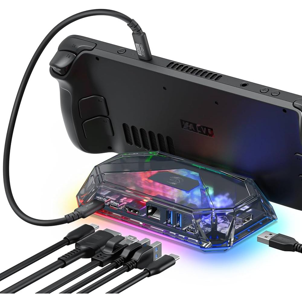 JSAUX Official RGB Dock 12 in 1, 8 in 1 สําหรับ Steam Deck OLED ROG Ally Legion Go พร้อม 4K @ 120Hz 