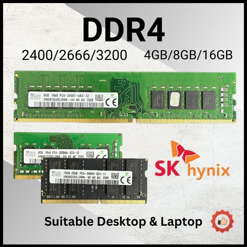 Sk Hynix DDR4 2400Mhz 2666Mhz 3200Mhz 4GB 8GB 16GB แล็ปท็อปเดสก์ท็อป RAM