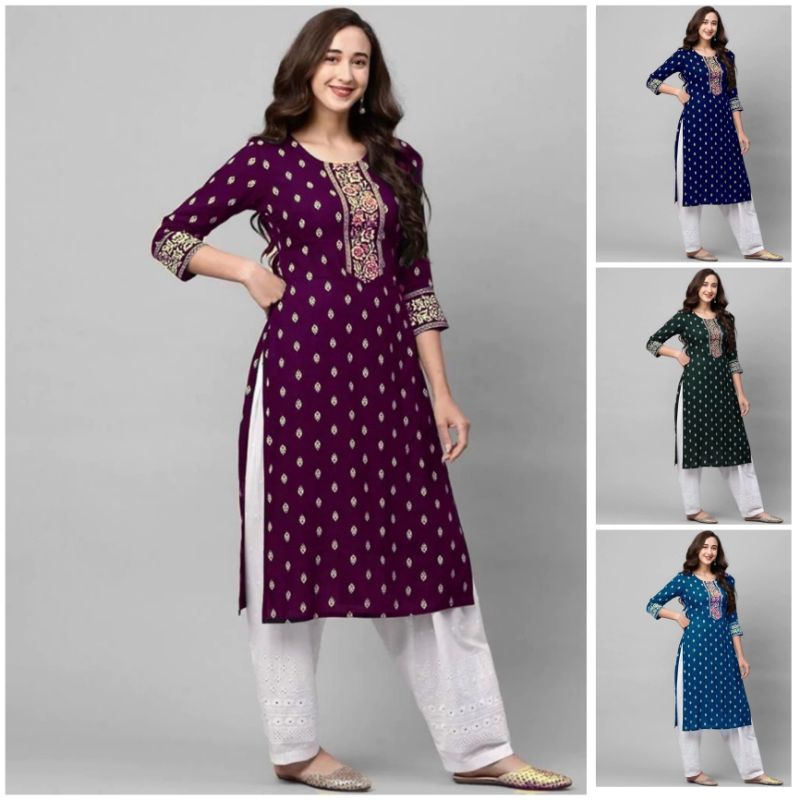 (M ถึง 3Xl) ดีไซน์ฟอยล์พิมพ์ลาย Kurti สําหรับผู้หญิง / เด็กผู้หญิง Kurti