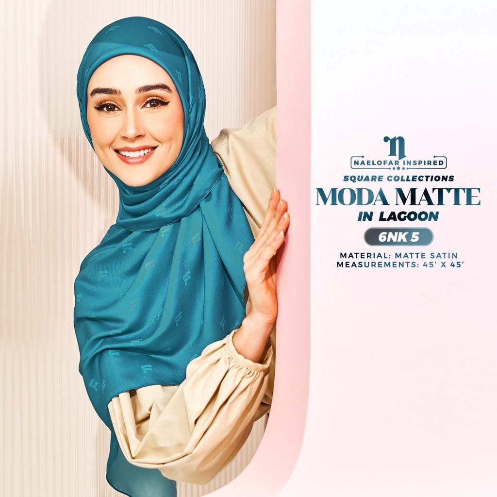 คุณภาพระดับพรีเมียม Tudung Naelofar แรงบันดาลใจ Square Bawal พิมพ์ซาตินผ้าไหม Moda Collection [6NK]