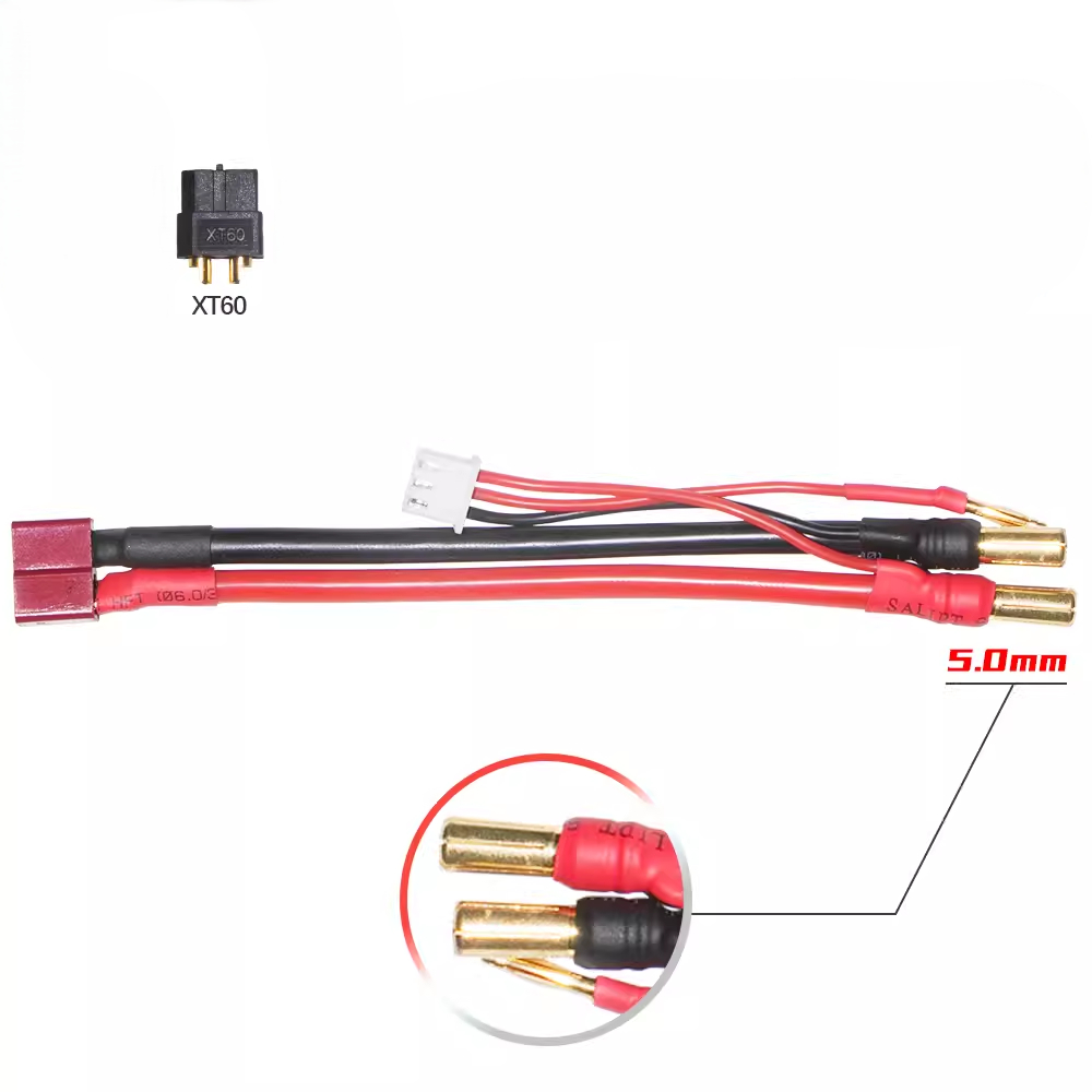 สายภายนอก Gaoneng GNB สําหรับแบตเตอรี่เคสแข็ง 2s - 5 มม. ถึงสีดํา XT60