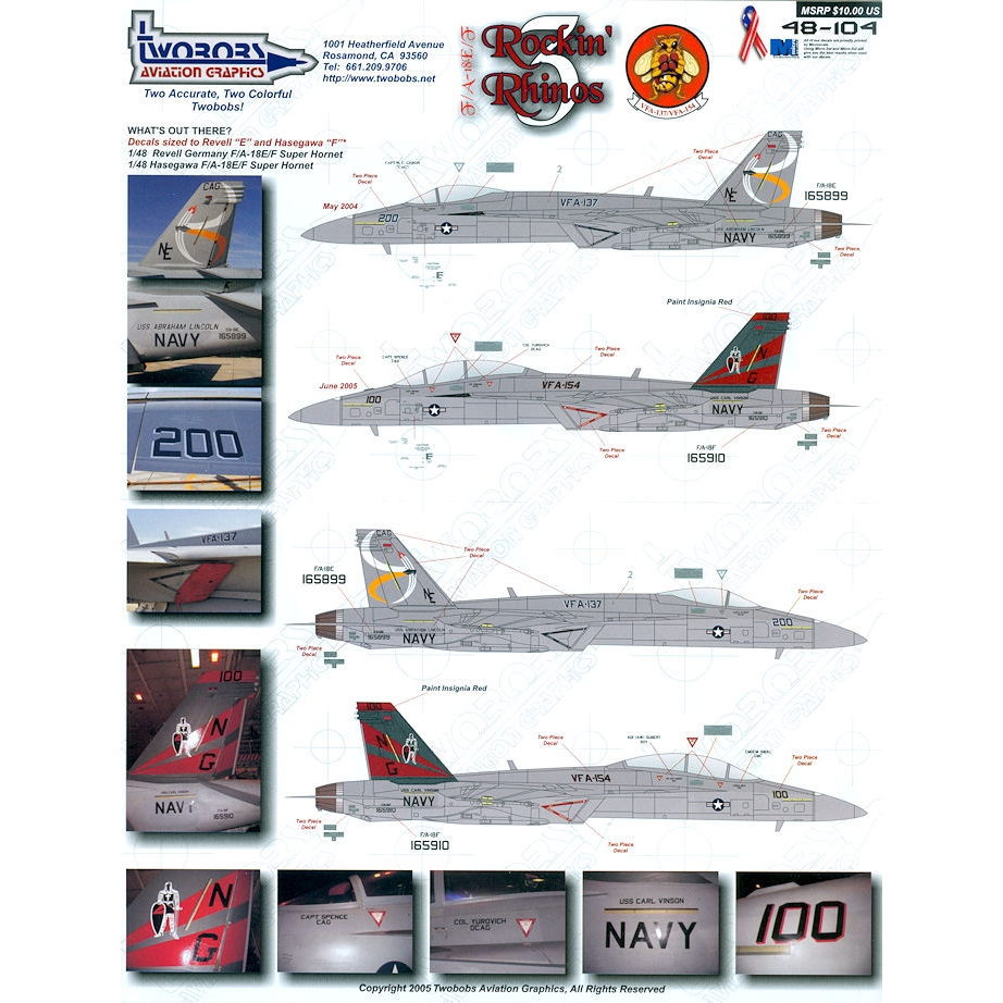 รูปลอก Twobobs 48-104 1/48 F/A-18E/F Rockin Rhinos 3
