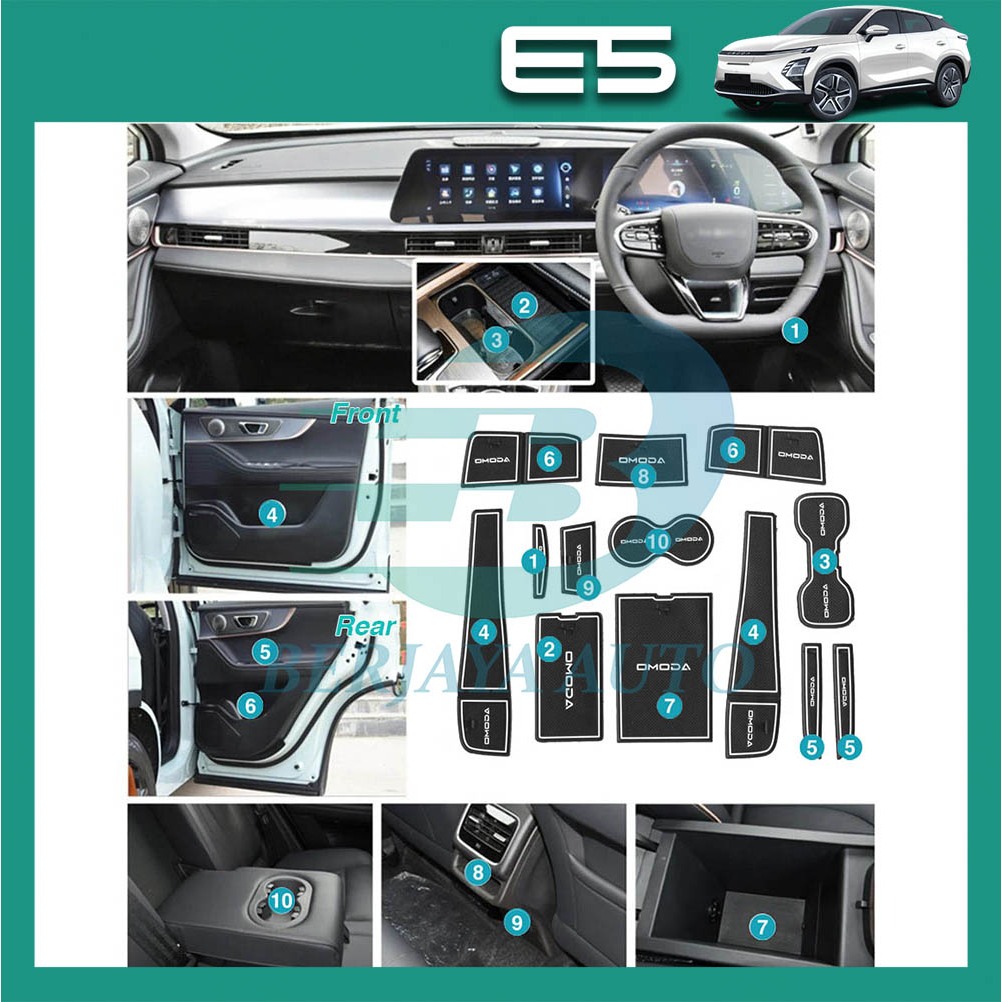 Chery Omoda E5 EV รถ 2024 ตกแต่งภายใน Anti Slip ยางสําหรับ Omoda E5 EV รถ 2024 Berjaya อุปกรณ์เสริม