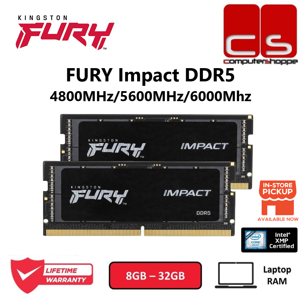 Kingston FURY Impact DDR5 SODIMM หน่วยความจําสําหรับเล่นเกมโน้ตบุ๊ก RAM - 4800MHz/5600MHz