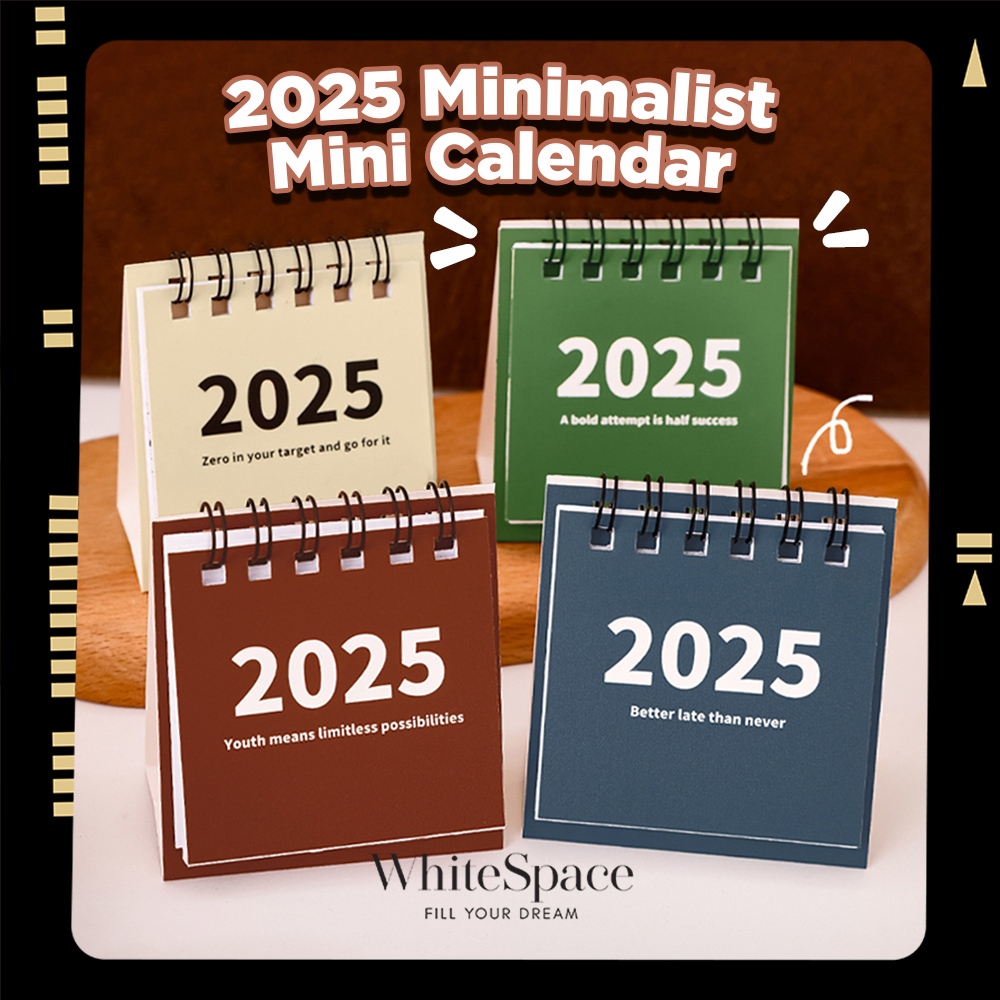 WhiteSpace 2025 ins Minimalist Mini Desktop Calendar การ์ตูนตาราง Calander โต๊ะกระเป๋า Kalendar เล็ก